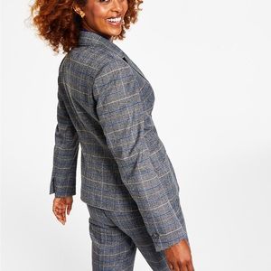 Kasper Women's Blue and grey Glen Plaid Two-Button Blazer size 8, new with tags